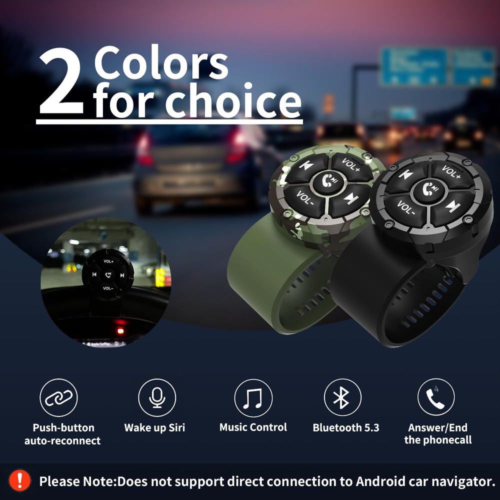 Bluetooth Media Button Remote,Waterproof Wireless Music Controller for Car Bike