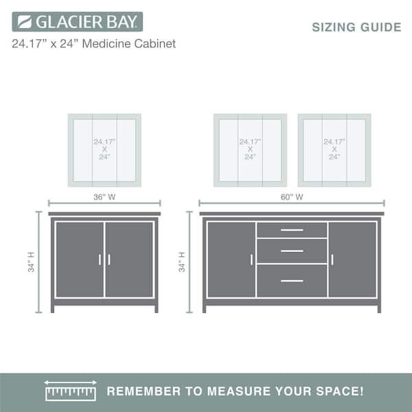 Glacier Bay 24 in. Tri-View Bathroom Medicine Cabinet Mirror White Surface Mount