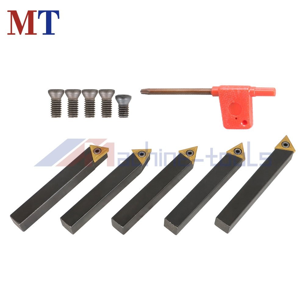 5 Pc 1/2 Inch Carbide Indexable Turning Tool Lathe Tool Bit With Carbide Inserts