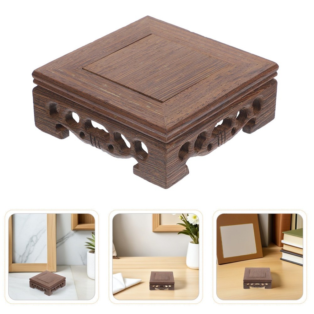 2 Pcs Teapot Wooden Display Stand Vase Square Riser Pedestal Rectangle