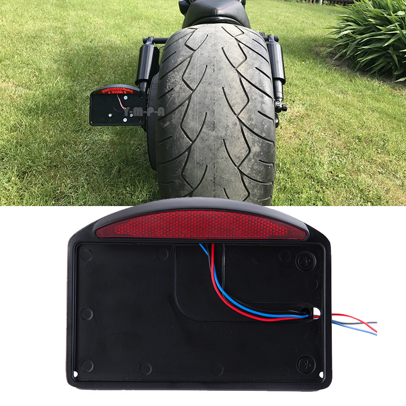 FOR Chopper Harley Motorcycle Side Mount License Plate Holder Tail Light Bracket