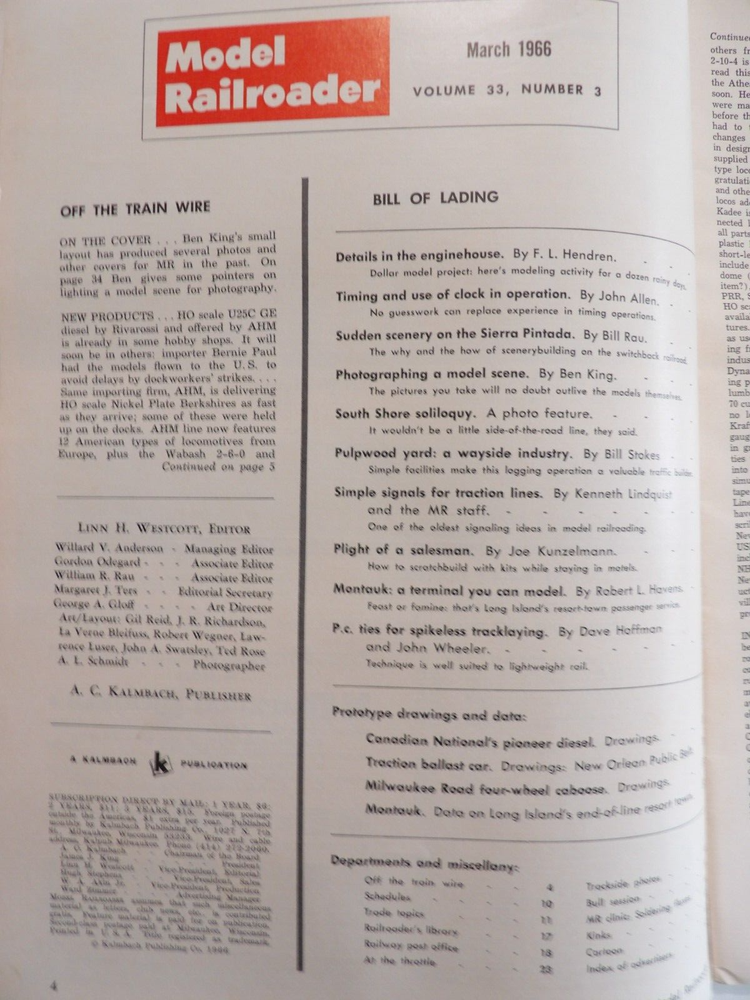 Model Railroader Magazine March 1966 Volume 33