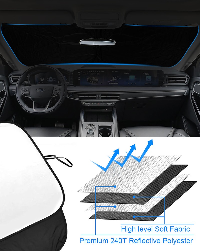 For Ford Explorer 2020-2024 2025 Car Windshield Sun Shade Foldable Sun Protector