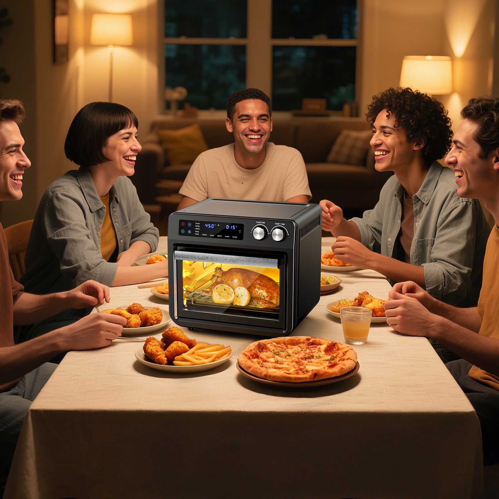 Air Fryer Toaster Oven 26Qt 10 in 1 Convection Oven Dehydrator 1800W Extra Large