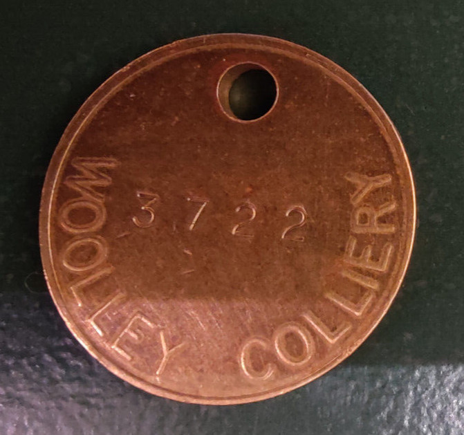 WOOLLEY Colliery Pit Check Tally - marked WOOLLEY COLLIERY 3722