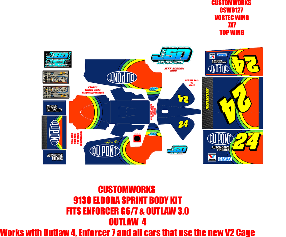 CUSTOMWORKS ELDORA SPRINT CAR 9130 JEFF GORDON 1995 THEME WRAP KIT