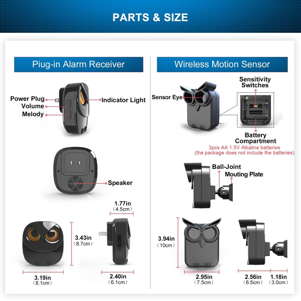 Driveway Alarm- 1/2 Mile Long Range Wireless 1 Receiver+ 2 Sensor