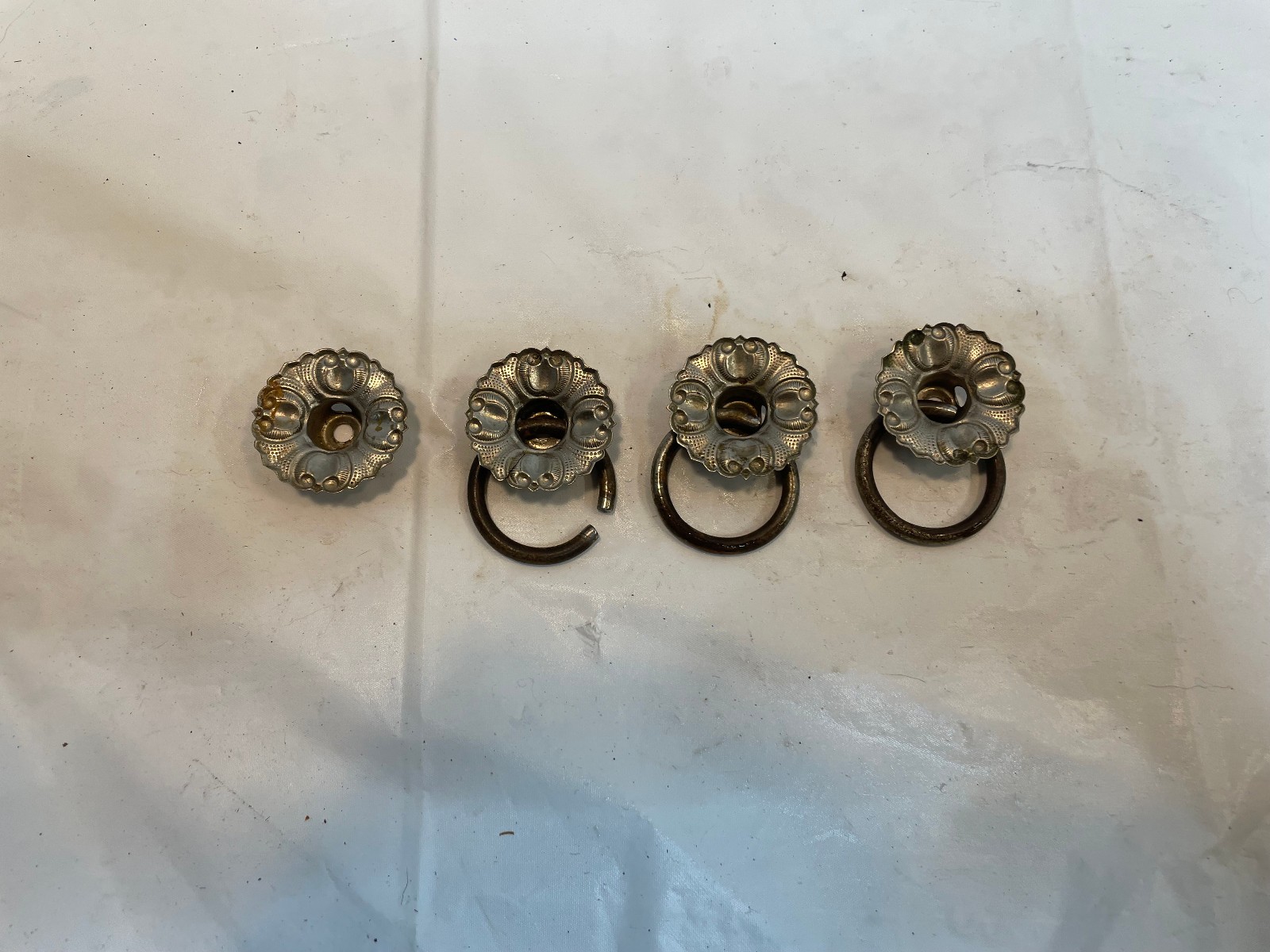 Antique Ornate Metal Victorian Antique Drawer Pulls Cabinet Handles - Lot of 3