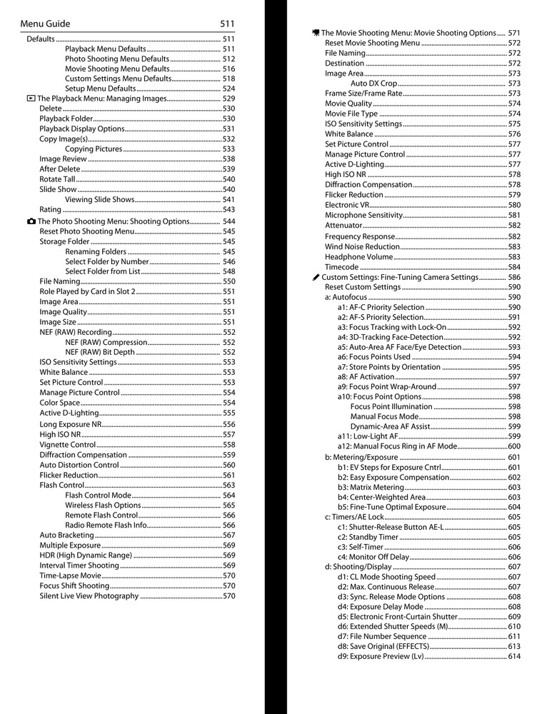 Nikon D780 — Reference Manual User Guide — 941 Pg — Half Size 5.5x8.5