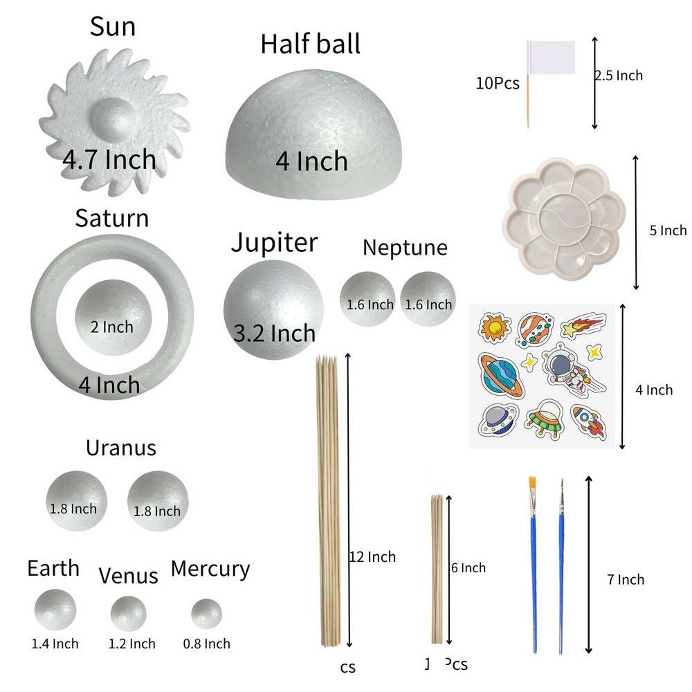 Solar System Model Kit for Crafts, Solar System Project Kit Include Foam Balls,