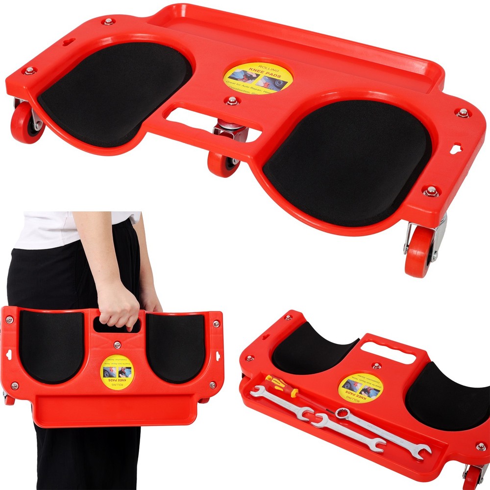 Rolling Knee Creeper Durable Knee Pads with Turn Casters Tool Tray for Garage