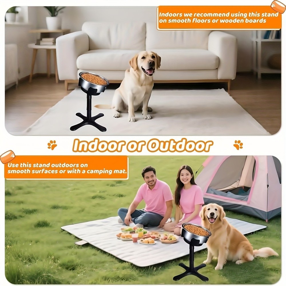 Adjustable Elevated Dog Bowl Stand - 3-Height Tilting Design With Non-Slip Base