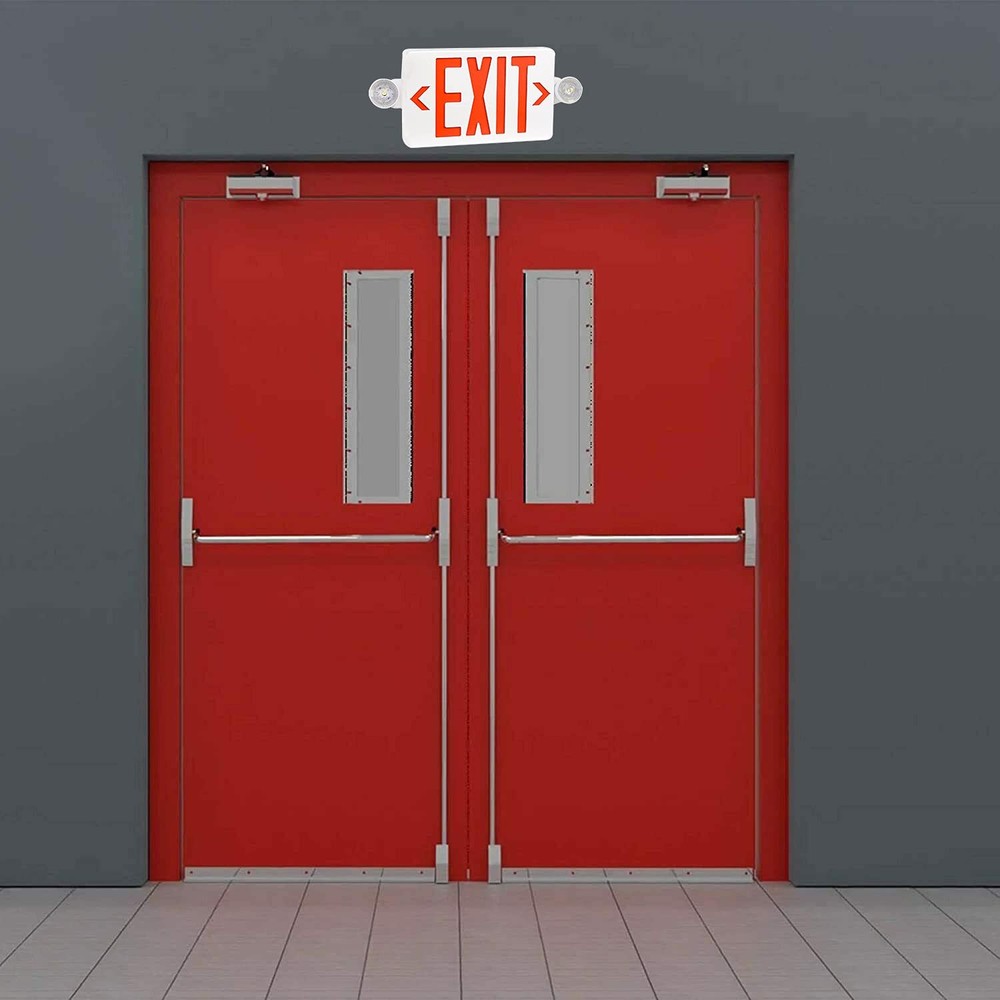 LED Exit Sign with Emergency Lights, Battery Backup, Double Sided, Hardwired ...