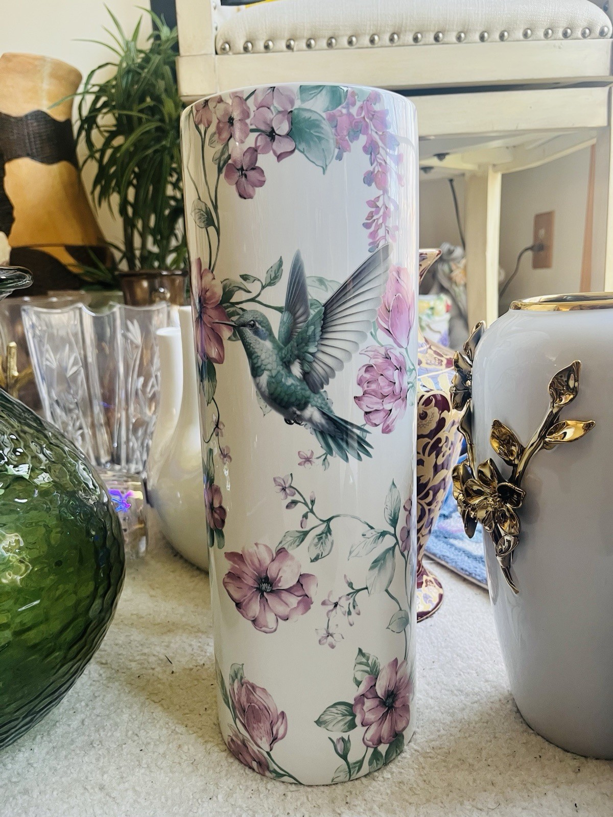 Beautiful Colorful Flower Bird Umbrella Stand Holder Floral /Vase NICE