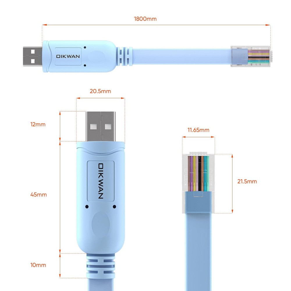 USB Console Cable,USB to RJ45 Cable for Cisco Routers/AP 6 ft