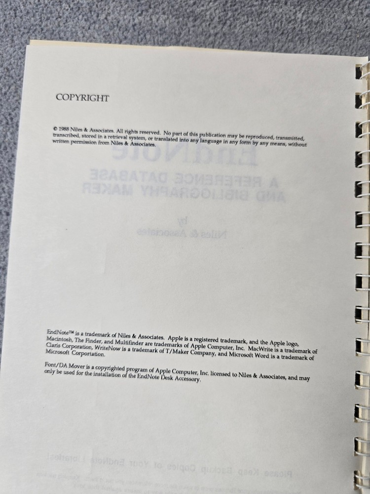 EndNote Reference Database and Bibliography Maker 1988 ● Book Only