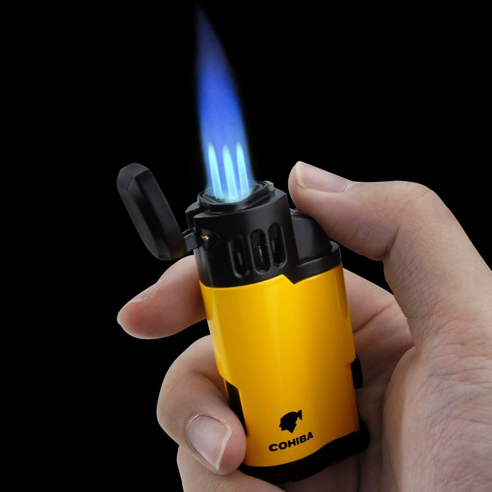Cigar Torch Lighter 3 Jet Torch Strong Flame Butane Refillbale Windproof
