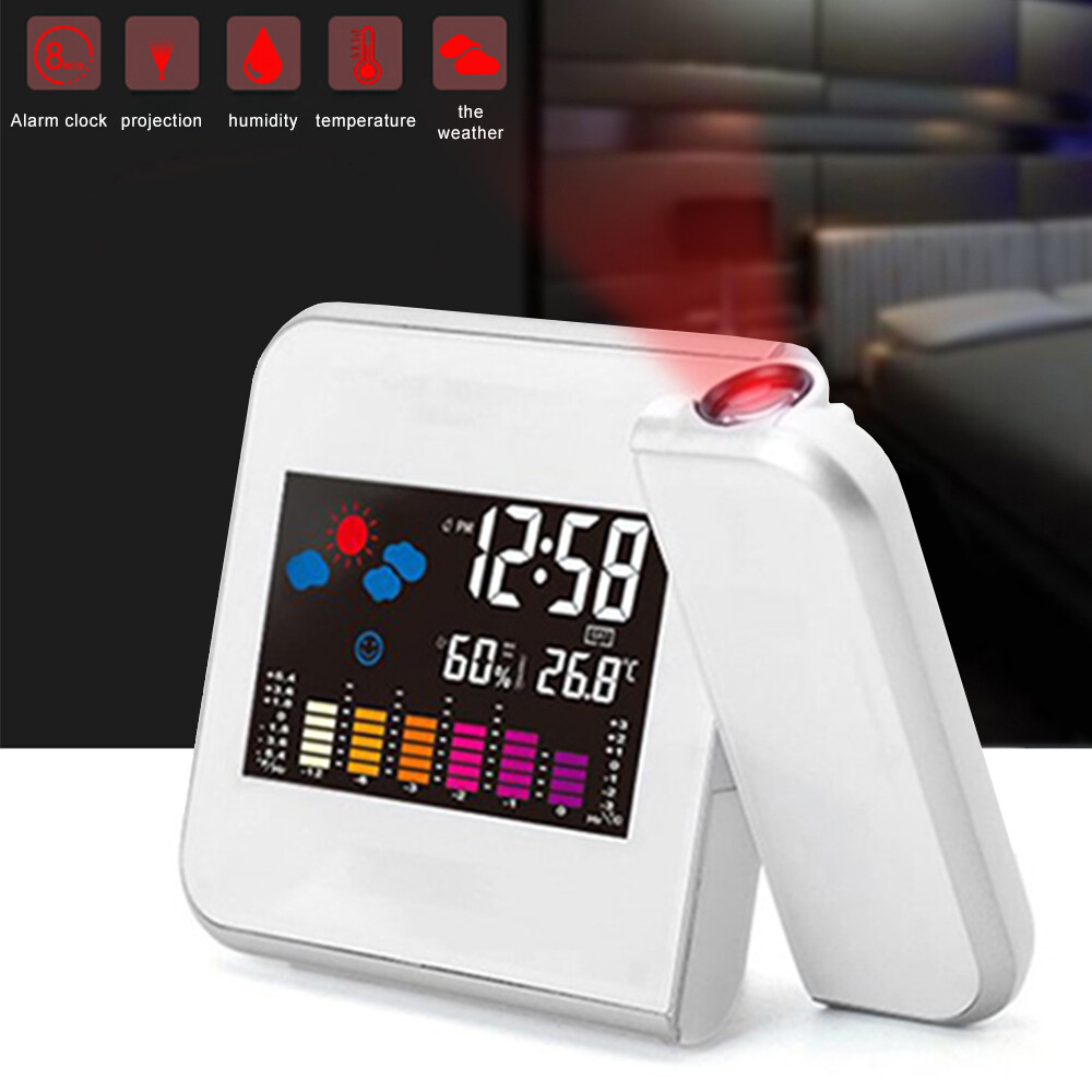 Projection Alarm Clock Weather Station Thermometer Temperature Humidity Monitor