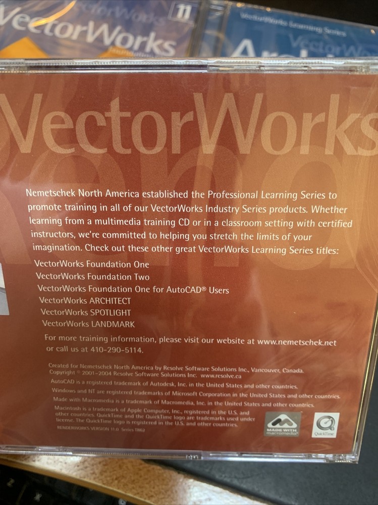 VectorWorks Learning Series, Architect & RenderWorks CD PC Version 11 New