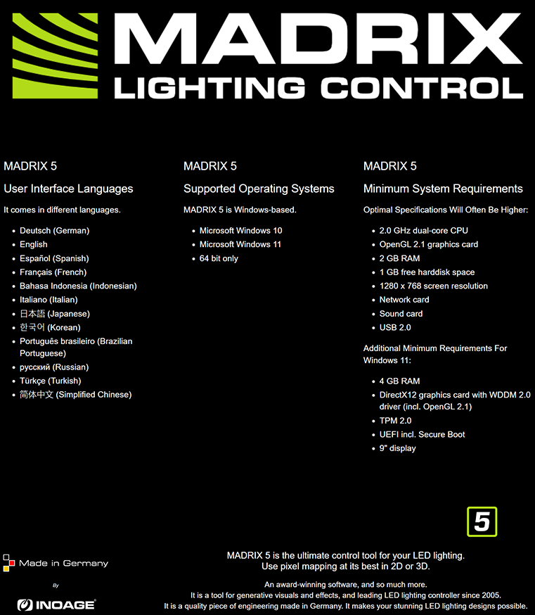 IA-SW-005001 MADRIX V5 KEY Starter Kit Software DMX Control 2D 3D Pixel Mapping