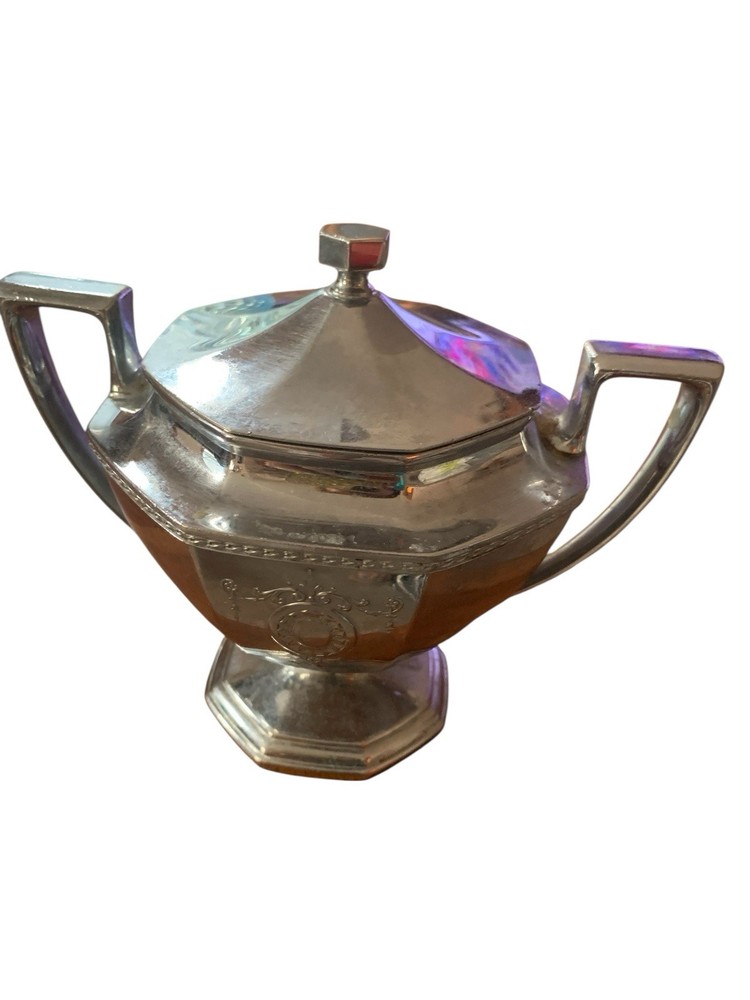 Vintage Silver Plated Sugar Bowl, Lidded 8" Sugar, Double Handle