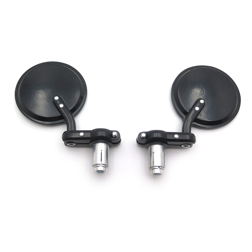 HongK Motorcycle Round 1" Universal Black Foldable Handle Bar End Side Mirror
