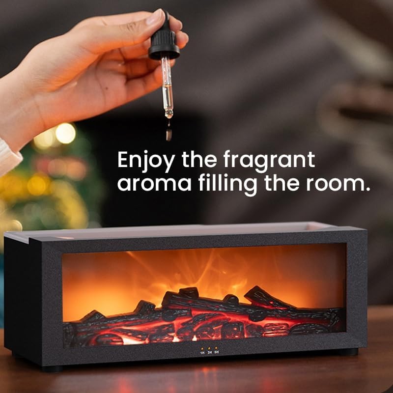 Fireplace Flame Oil Aroma Diffuser, Changing Lights Aromatherapy Air Diffuser