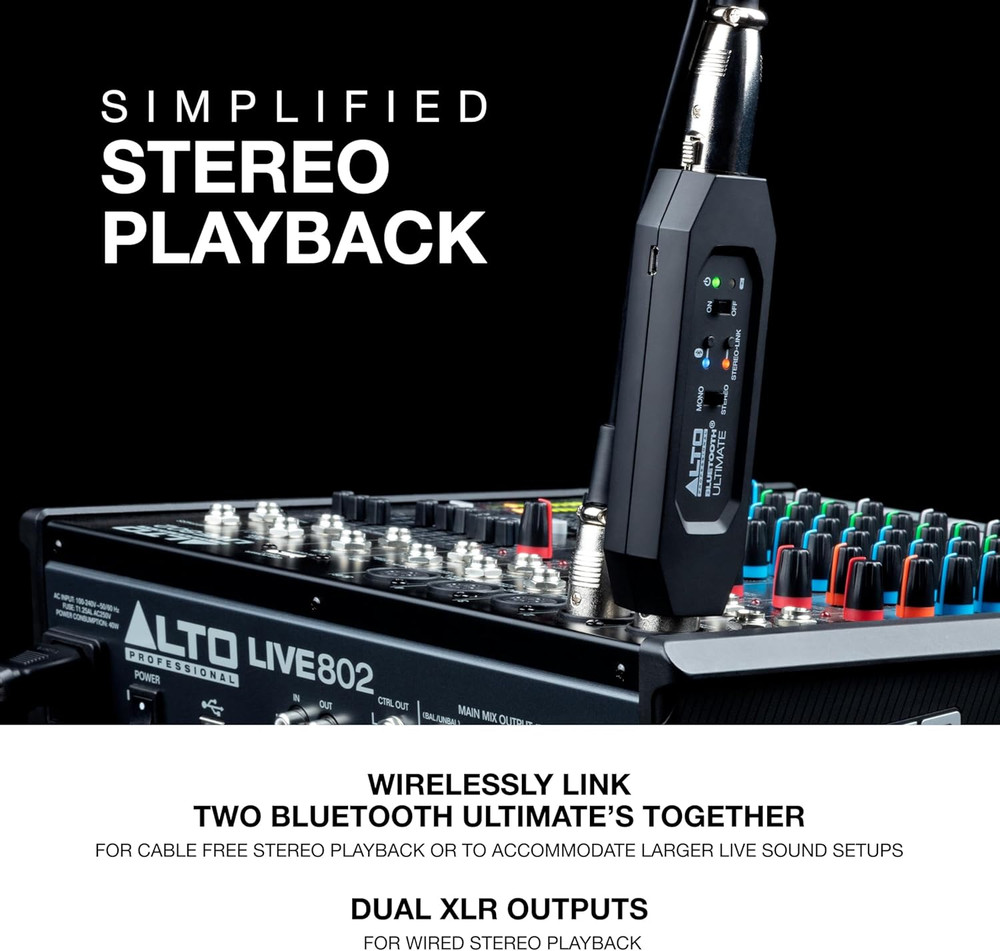 Bluetooth Ultimate XLR Equipped Rechargeable Stereo Bluetooth Receiver for Mixin