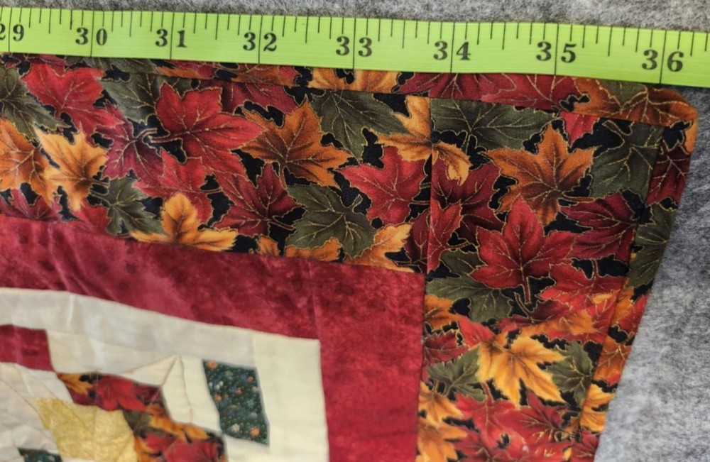 Handmade Patchwork Quilt Throw Lap Blanket Log Cabin pattern Barn Raising layout