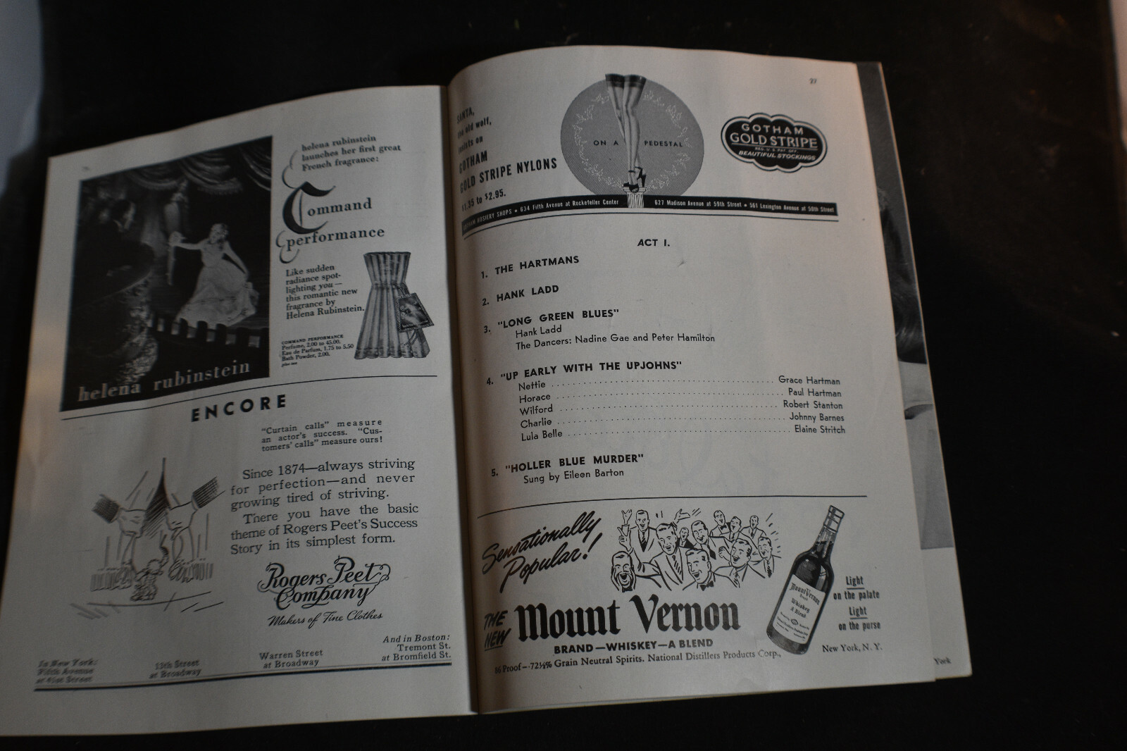 1947 Coronet Theatre *The Hartmans-Angel in the Wings-Hank Ladd* 1ST TONY AWARD*