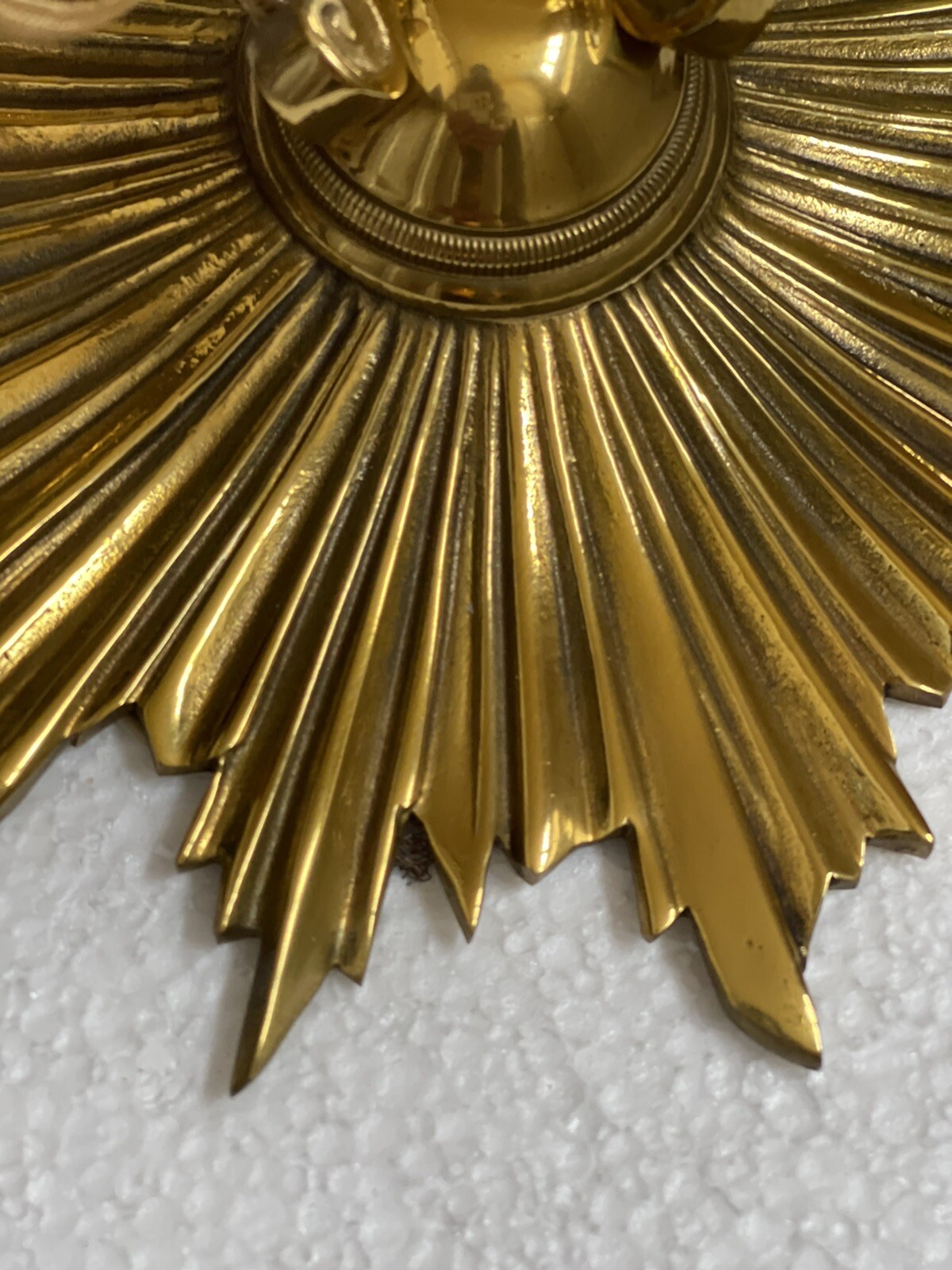 PAIR - Antique Vintage Art Deco Bronze Brass Starburst Sunburst Wall Sconce