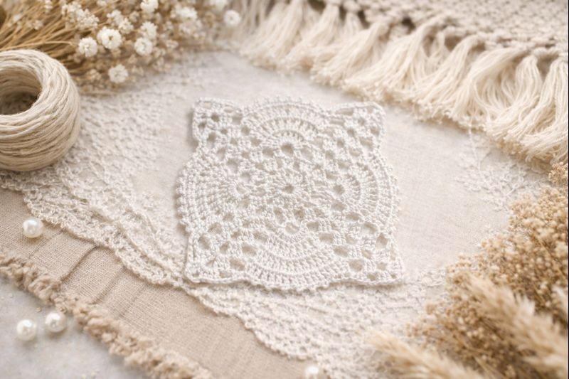 Crocheted Doily, Small Doily, Textile Ephemera