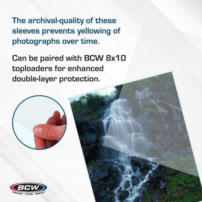 BCW 8x10 Photo Sleeves 100 Pack Clear Archival Acid-Free Print Protectors