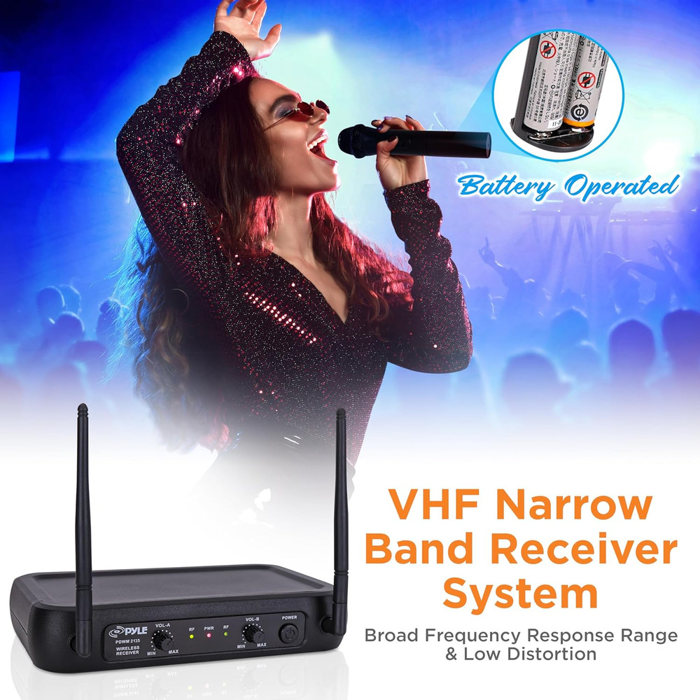 Channel Microphone System-Vhf Fixed Dual Frequency Wireless Set with 2 Handheld