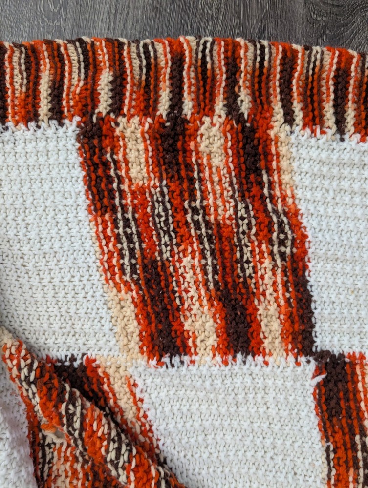 vintage Crocheted Patchwork Blanket 82 X85