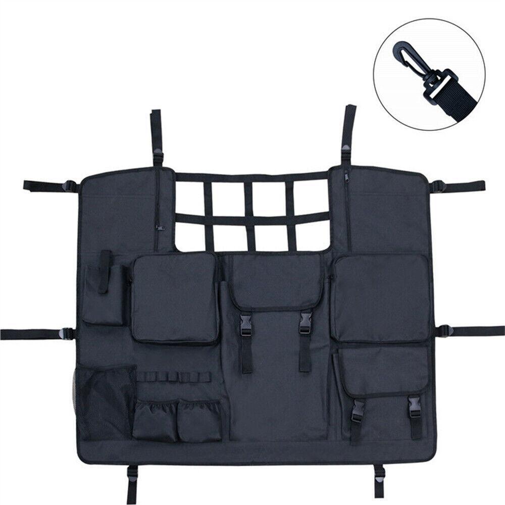 1pcs Black Car Trunk Pet Isolation Mesh Multi Pocket Tail Box Tool Storage Bag