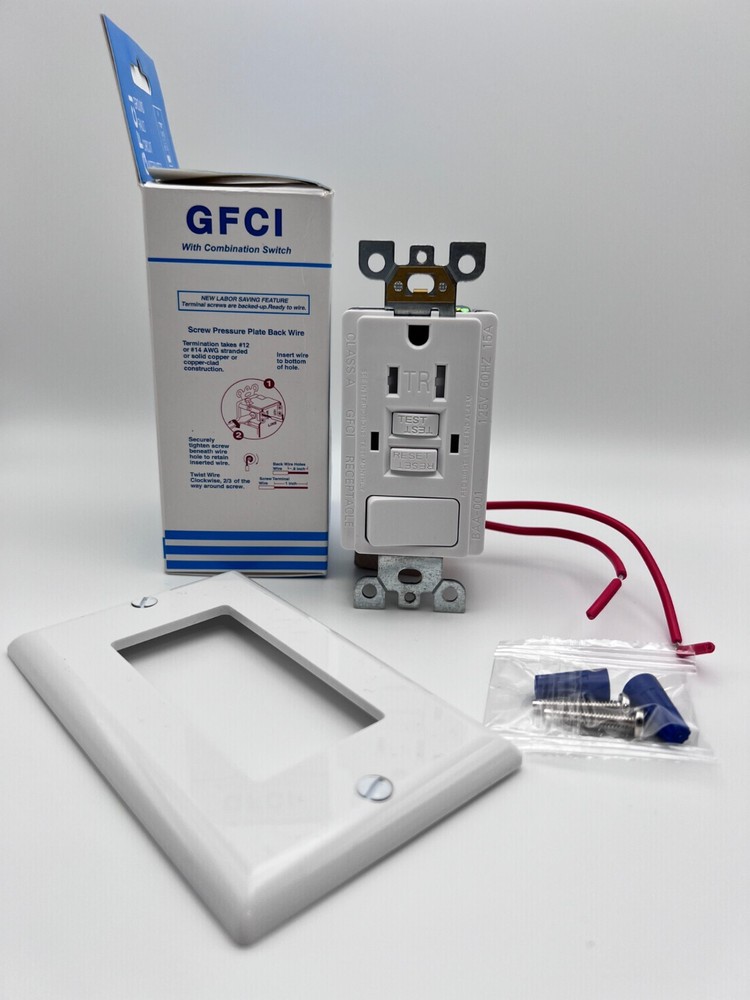 GFCI Combination Switch Tamper-Resistant Receptacle with LED Indicator, 15-Amp