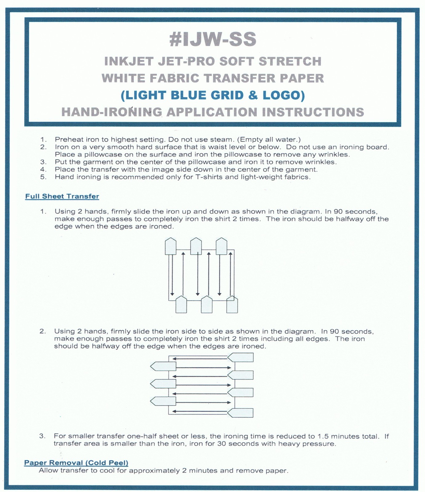 INKJET TRANSFER FOR WHITE FABRIC: IRON-ON "JET PRO SOFT STRETCH" (A3 SIZE) 100CT
