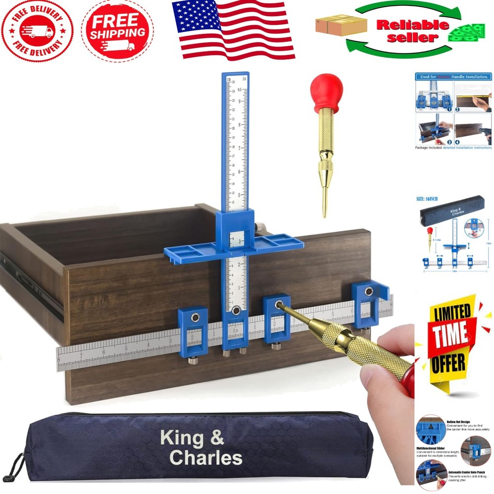 Durable Multi-Scale Cabinet Hardware Jig with Hole Punch for Easy Installations
