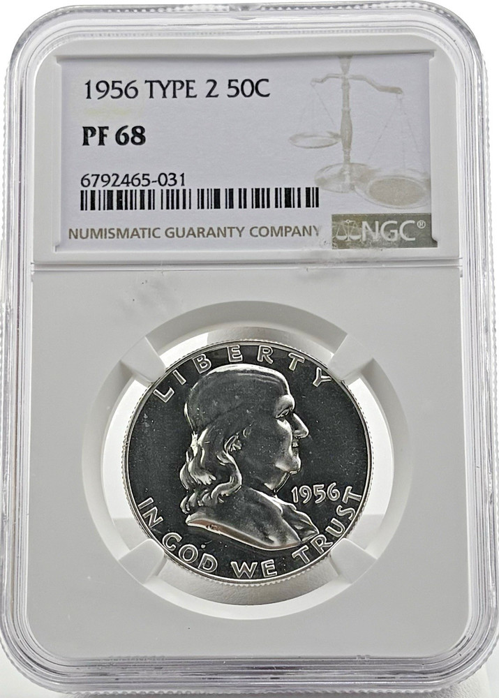 1956 Type 2 Franklin Silver Half Dollar PF68 NGC