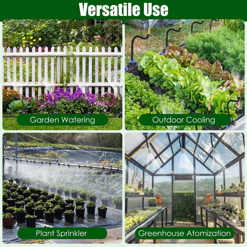 Drip Irrigation System 49FT with 20 Mist Nozzles 360° Adjustable Bendable Garden
