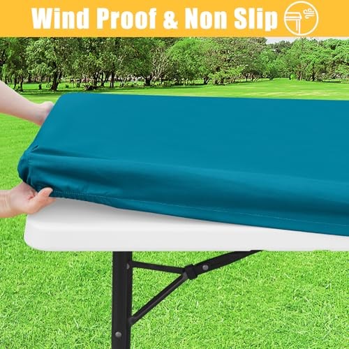 Rectangle Table Cloth, Waterproof Elastic Fitted 48" x 30" (Rectangular) Teal