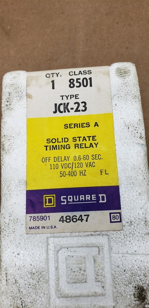 Square D 8501-JCK-23 Ser A Solid State Timing Relay Off Delay 0.6-60 Sec New OS