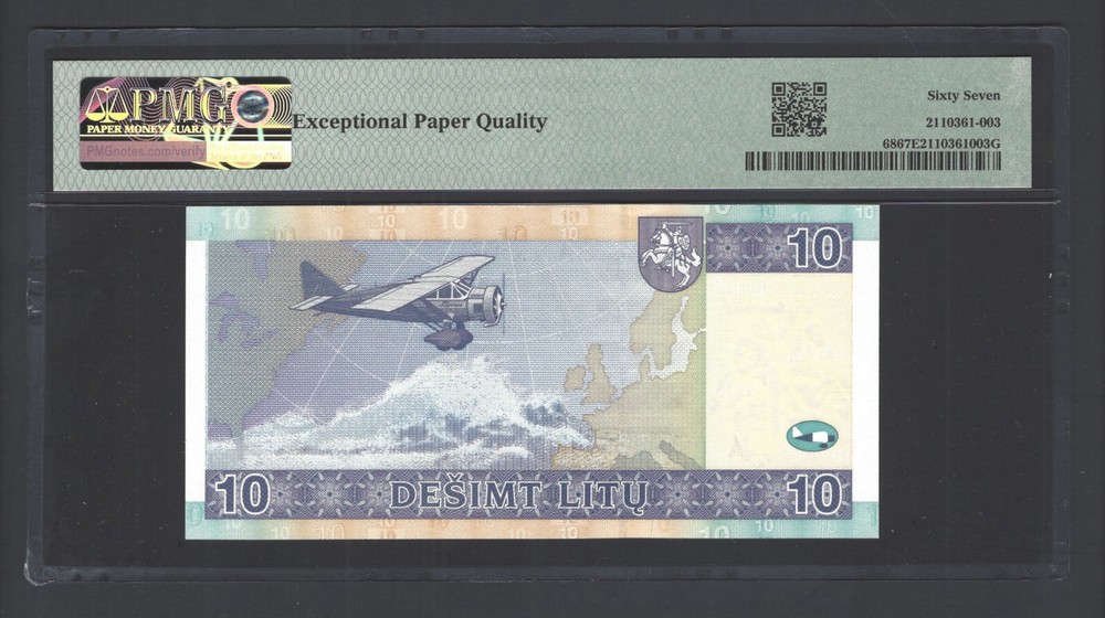 Lithuania 10 Litu 2007 P68 Uncirculated Grade 67
