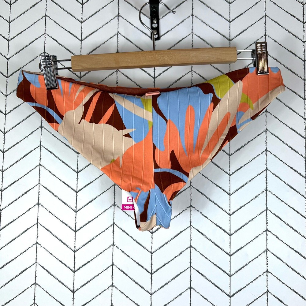 Roxy Floradelic Cheeky Bikini Bottom Size Large Brown NWT