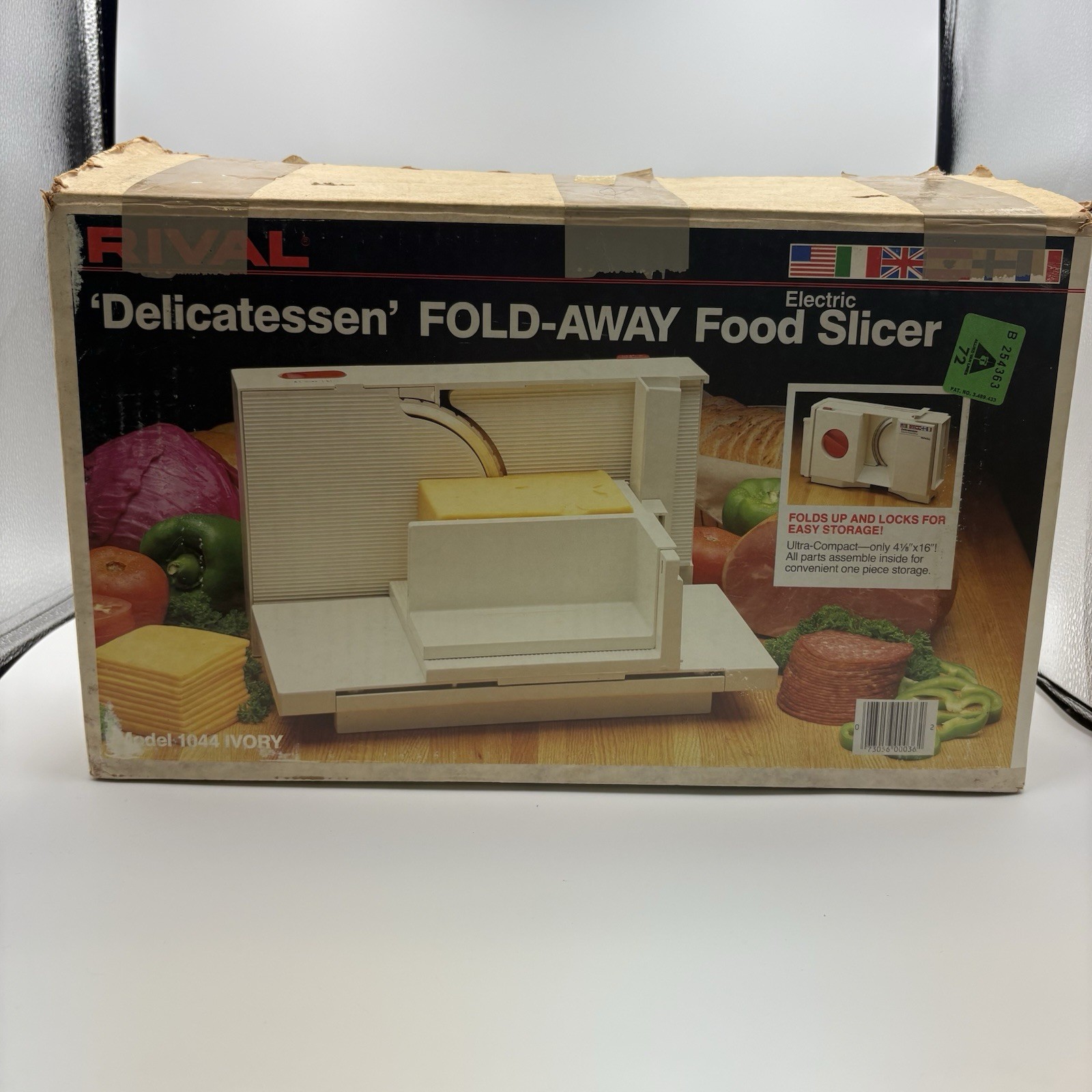 Rival 1044 Delicatessen Fold-Away Electric Food Slicer-Sliding Tray