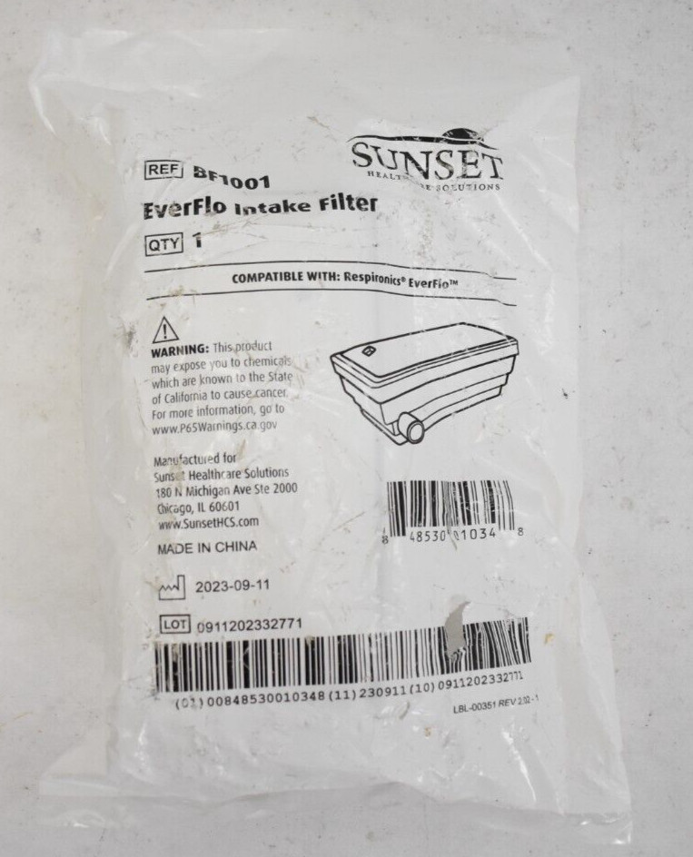 Sunset Everflo Intake Filter Unit VF1001 Compatible With Respironics Everflo