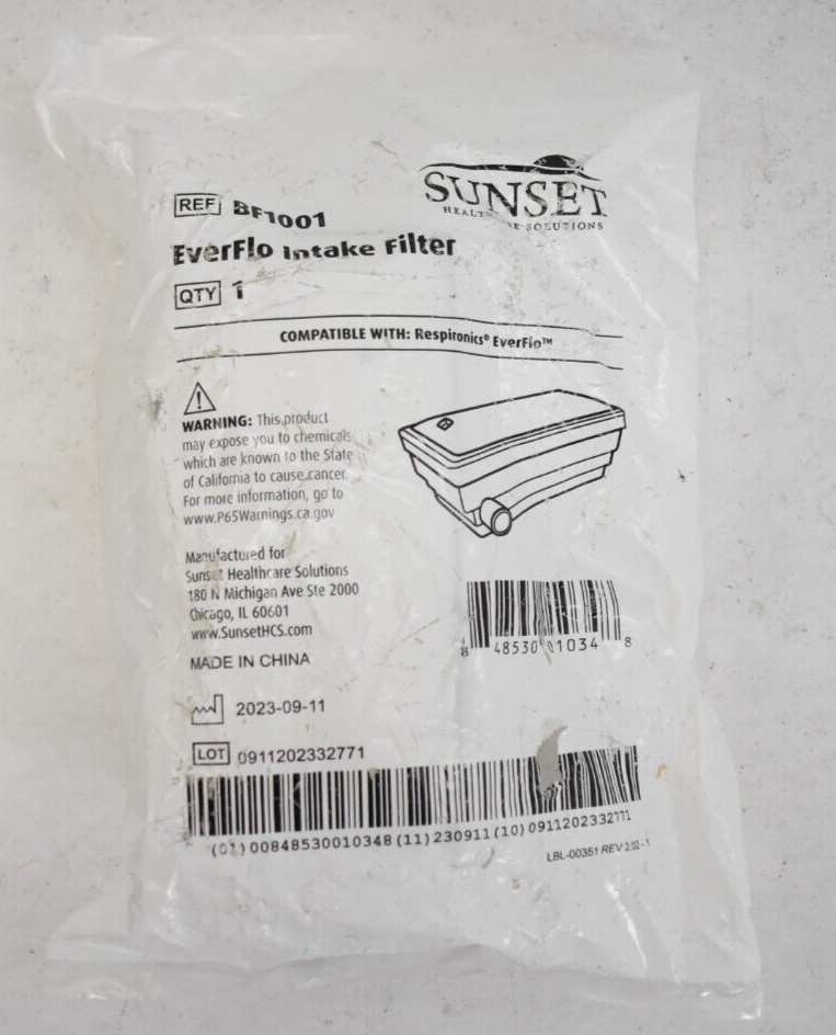 Sunset Everflo Intake Filter Unit VF1001 Compatible With Respironics Everflo