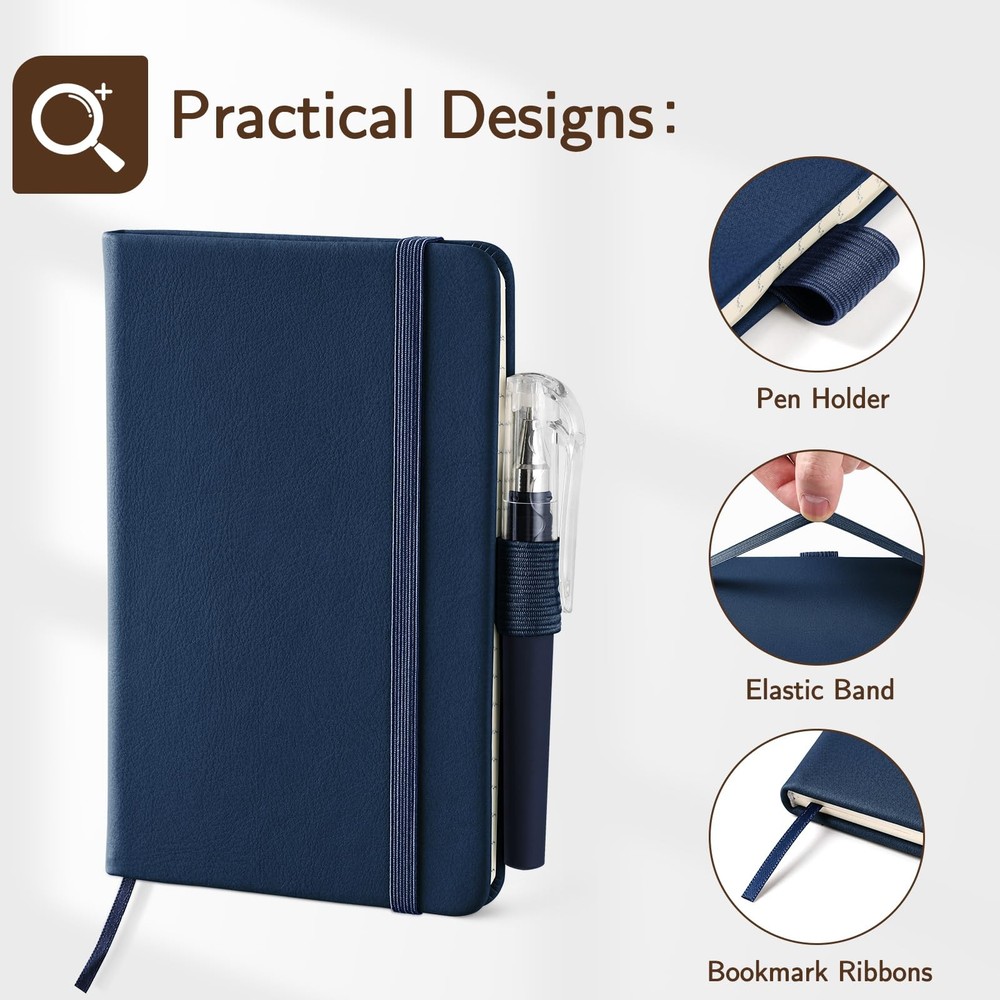 4 Pack Small Notebook Pocket Notebook, A6 Mini Leather Hardcover Journal, 3.7...