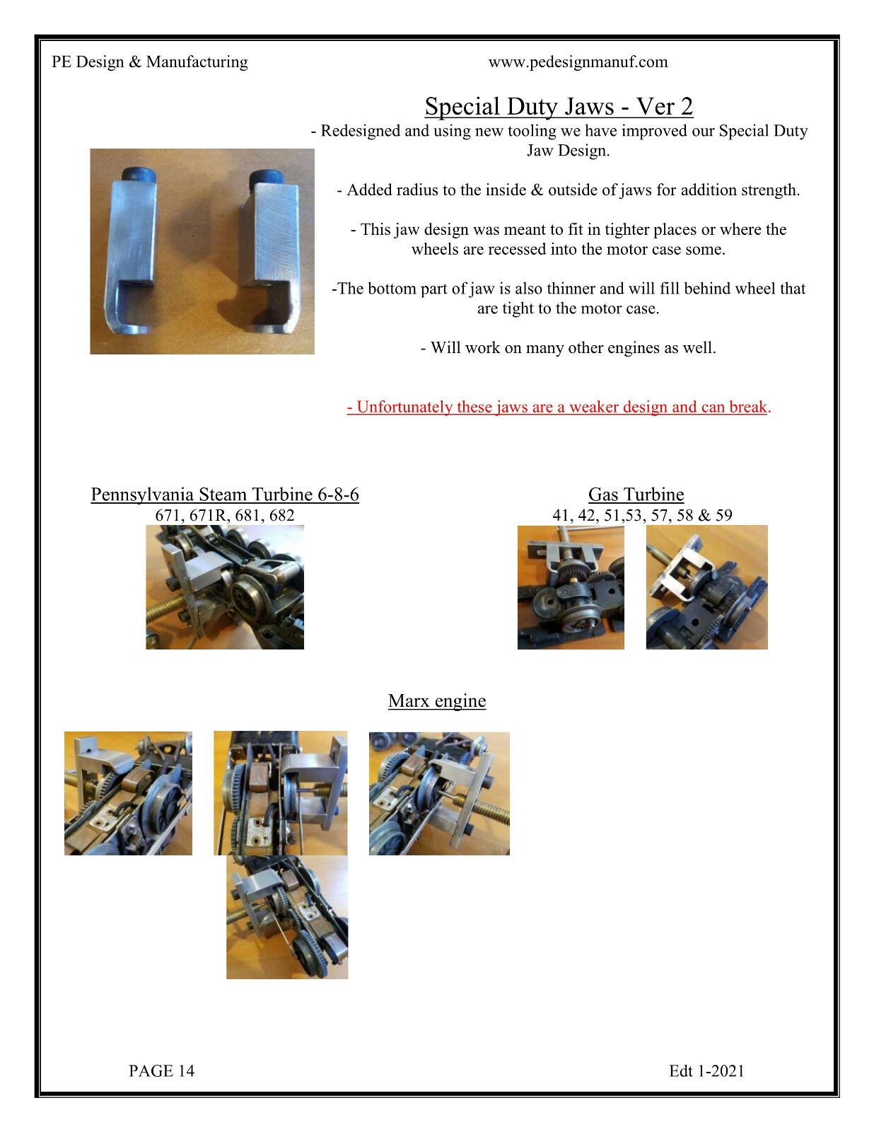 PE Design - STD & O gauge Wheel Puller w/ Standard & Special Duty Jaws Comb